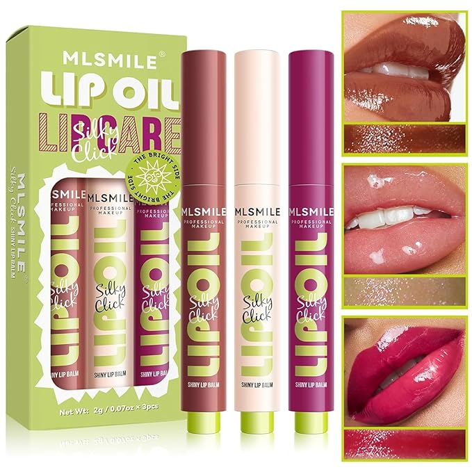 3 Colors Fat Lip Oil Click Slick, Moisturizing Moisturizing