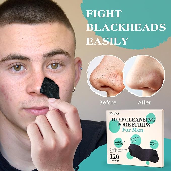 Blackhead Remover Pore Strips For Men, (120 Strips) Deep Cleansing Nose Strips - Charcoal Pore Strips - Unclogs Pores