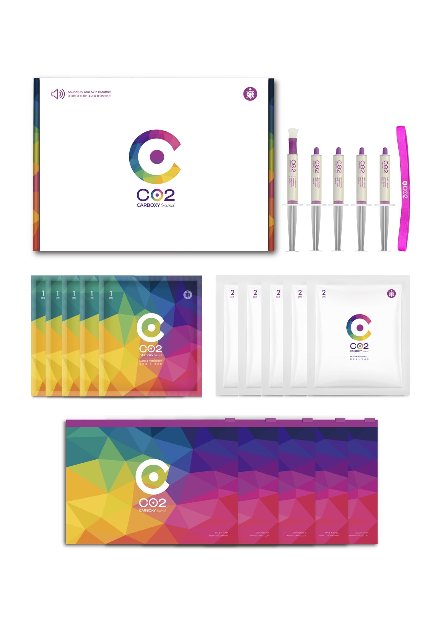 Ribeskin CO2 Carboxy Therapy Sound Box – 5 Treatment Kit | Skin Rejuvenation & Firming Facial System | Anti-Aging, Brightening, Hydrating | Spa-Quality Skincare at Home