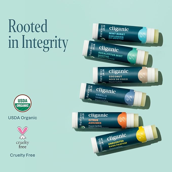 Cliganic USDA Organic Lip Balm Set