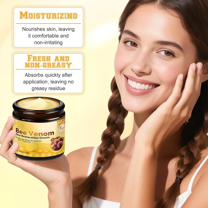 Bee Venom Skin Restoration Cream, Professional Repair & Wrinkle Care Formula & Repair Reduces Blemishes for All Skin Type (2PCS)
