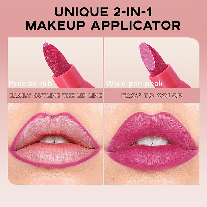 Lip Stain Marker,Nude Pink Lip Tint Stain Pen Liner,Hydrating