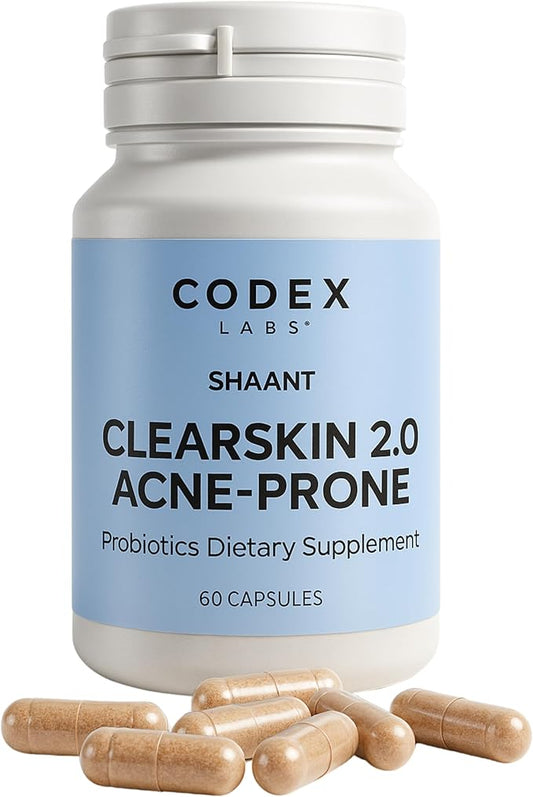 Shaant Clear Skin Supplement – 60 Vegan Capsules | Acne Probiotics with 9-Strain Blend, Green Tea EGCG & Guggul – Daily Support for Acne-Prone Skin & Clear Complexion