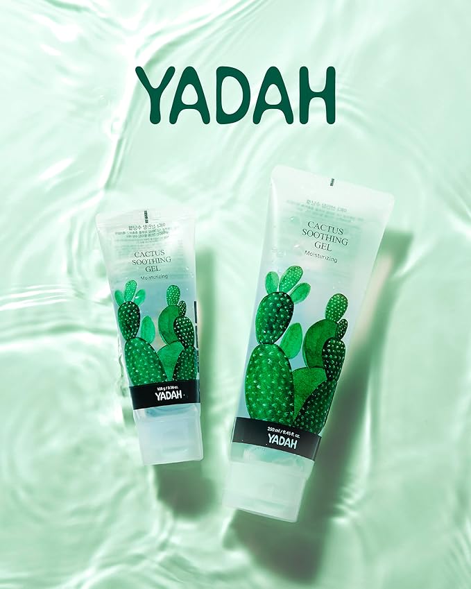 YADAH Cactus Soothing Gel (8.45fl oz) - Sunburn Relief, Calm, Cool & Soothe Irritated Skin, Face Redness. Korean Skin Care. 95% Cactus Extract, Vegan.