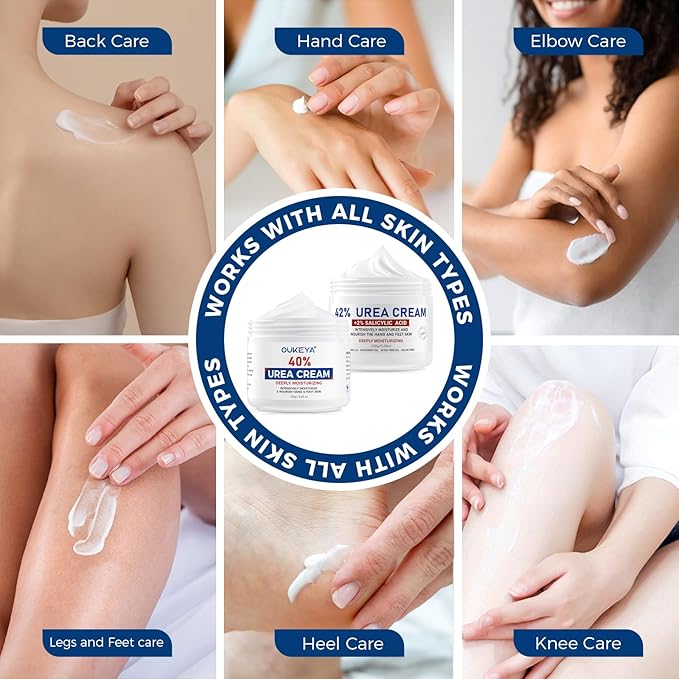 OUKEYA 42% plus Salicylic Acid 2% with 40 percent Urea Cream 40 percent Intensive Repair Treatment for Cracked Skin on Hands, Heels, Elbows, Relief for Dry FeetEnhanced Pump Dispenser Packaging 2 Pack