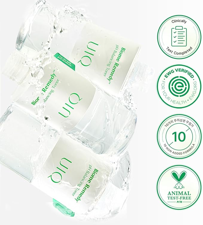 UIQ Biome Remedy pH Balancing Toner 10.14 fl. oz., Korean Skincare - Exfoliating Soothing PH Balancing Toner for Sensitive Skin
