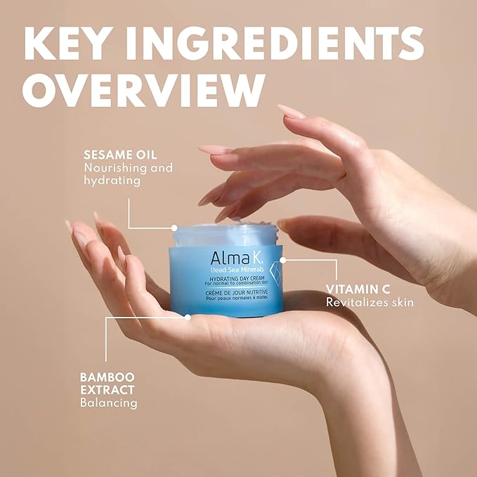 Alma K Hydrating Day Cream - Day Face Cream for Normal to Combination Skin - Daily Face Moisturizer - Non-Greasy Facial Moisturizer - 1.7 oz
