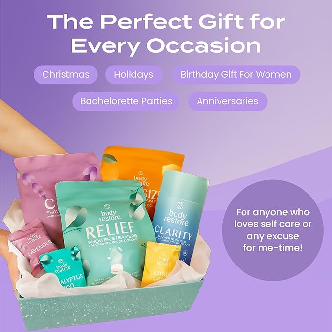 Body Restore Shower Steamers Aromatherapy 15 Pack - Birthday Gifts for Women, Men, Travel Essentials, Stress Relief, Relaxation, Self Care, Bath Bombs - Lavender