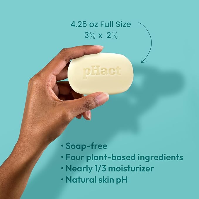 ANDREW LESSMAN pHact Moisture-Rich, Soap-Free Cleansing Bar. Natural Skin pH. Fragrance-Free. All Skin Types - Even Sensitive. Hypoallergenic. Dermatologist Tested. 6 Pack 4.25 oz each