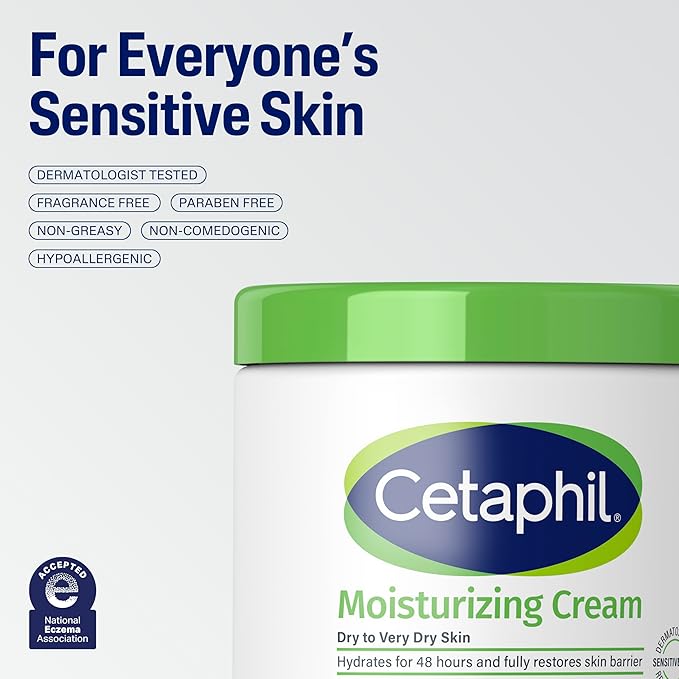 Cetaphil Face & Body Moisturizer, Hydrating Moisturizing Cream for Dry to Very Dry, Sensitive Skin, NEW 3 oz Pack of 3, Fragrance Free, Non-Comedogenic, Non-Greasy