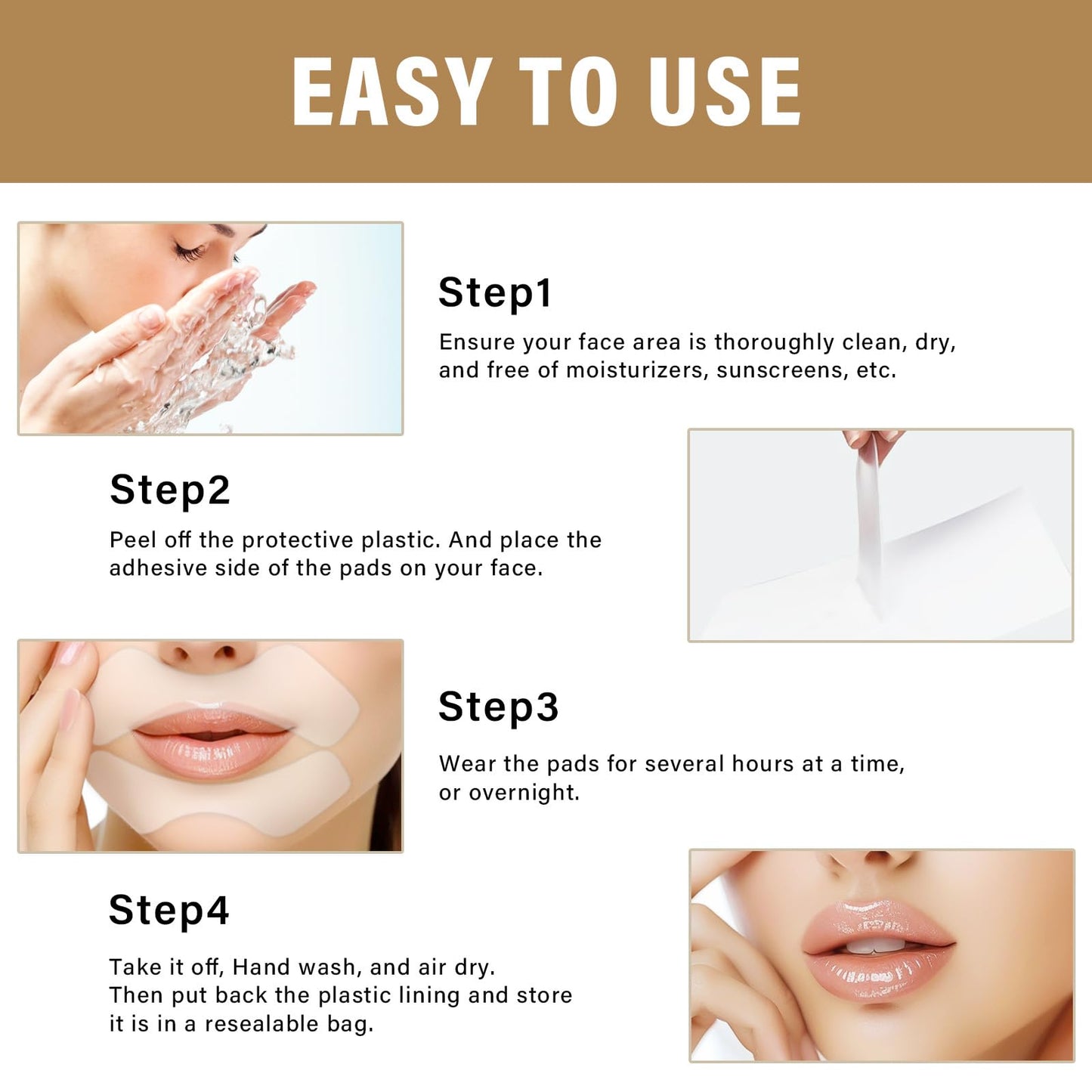 Hajoyful Anti Wrinkle Patches for Lip, Smile Line patches, Silicone Sticker for Smooth Fine Lines, Collagen Mask for Lip Lift, Fast Acting