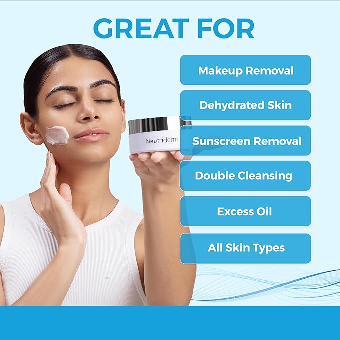 NEUTRIDERM Cleansing Balm – Hydrating Makeup Remover Balm & Oil Based Cleanser with Vitamin E & Ceramides for Soft, Radiant Skin | All Skin Types (80g/2.8oz)
