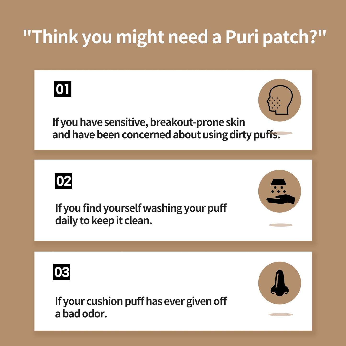 Puri Patch Cushion Puff Protector – 5 Individually Wrapped Copper Stickers for Makeup Puff Hygiene, Reduce Breakouts from Dirty Puffs, K-Beauty Compact Accessory, Daily Skincare Routine Essential