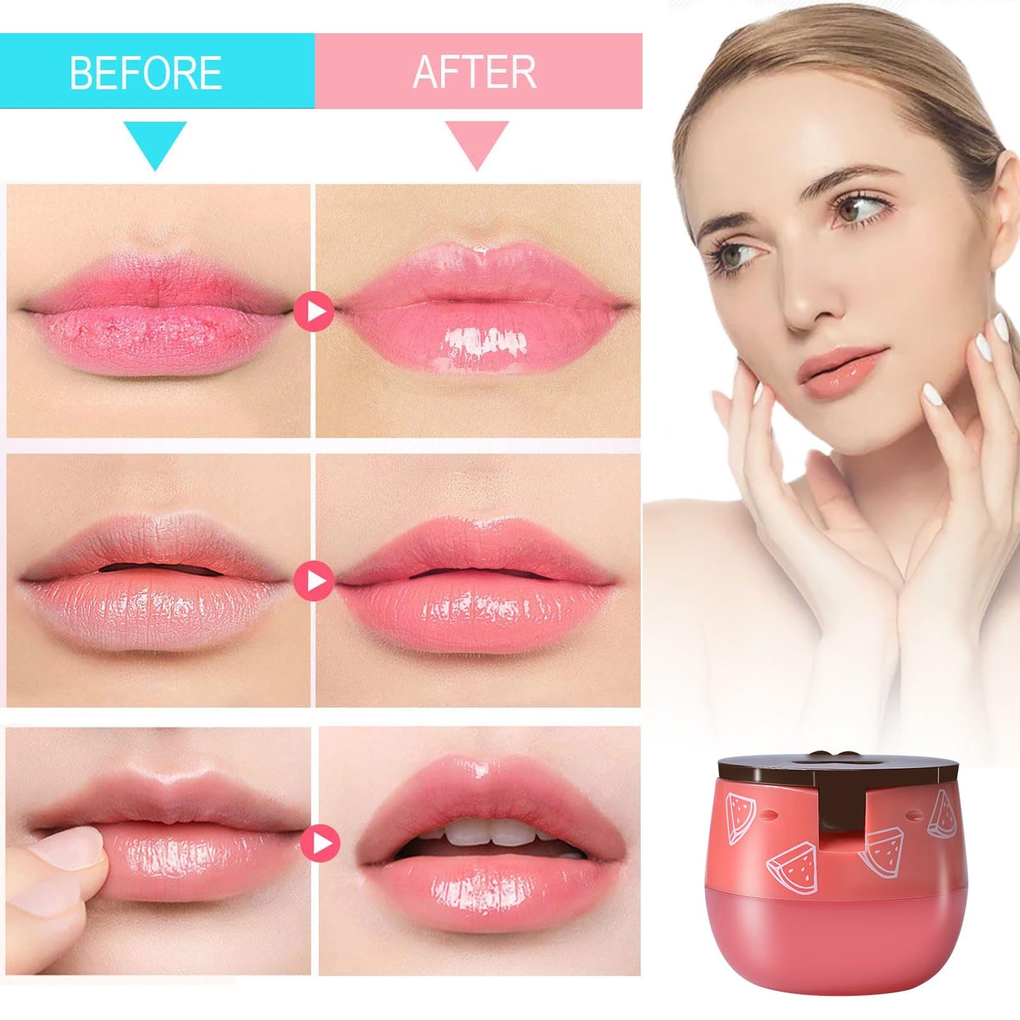 6 PCS Bee Lip Balm Honey Pot, Honey Strawberry Watermelon Apple Lime Mint Cherry Lip Mask Propolis Moisturizing Sleeping Lip Mask Overnight with Sticks, Honey Lip Balm Prevention Dry