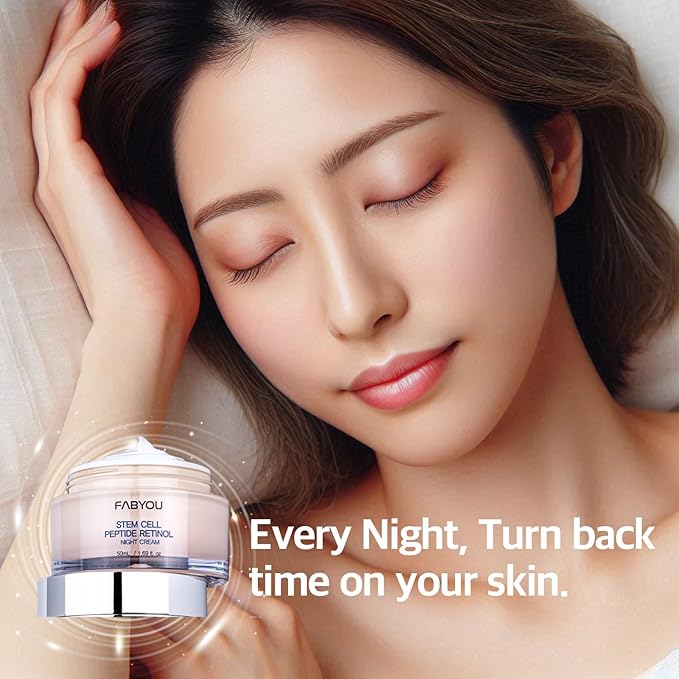 Stem Cell Peptide Retinol Night Cream 1.69 fl oz - Plant-Based Stem Cell for Anti-Aging, Skin Repair, Nourishment, Korean Skin Care for Overnight Facial Recovery