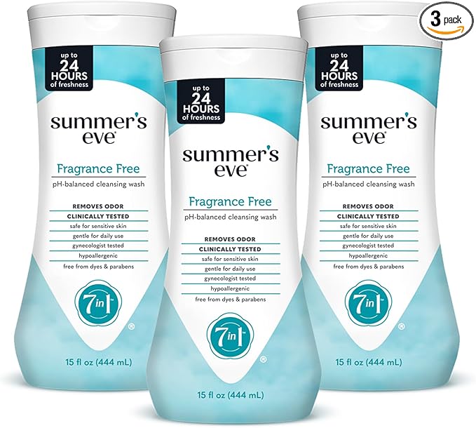 Summer's Eve Fragrance Free Gentle Daily All Over Feminine Body Wash, Removes Odor, Feminine Wash pH Balanced, 15 fl oz, 3 Pack