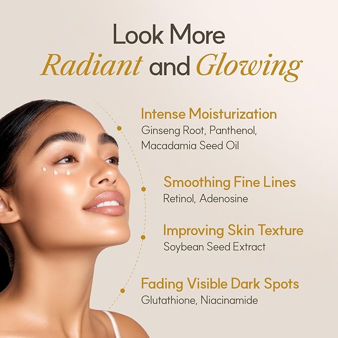 The Face Shop Ginseng Glow Eye Serum - Reduces Visible Dark Circles & Wrinkles, with Korean Ginseng, Retinol, Anti Aging, Korean Skincare, 30ml / 1.01 fl. oz.