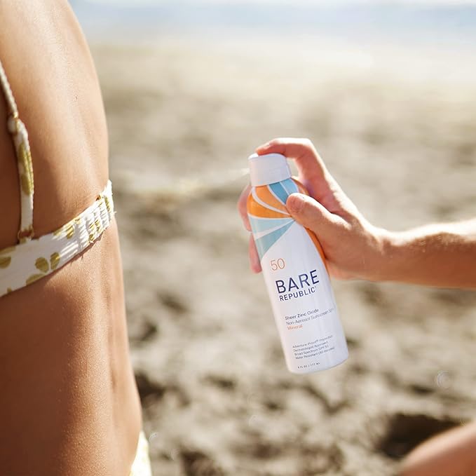Bare Republic Mineral Sunscreen SPF 50 Sunblock Spray, Sheer and Non-Greasy Finish, Vanilla Coco Scent, 6 Fl Oz