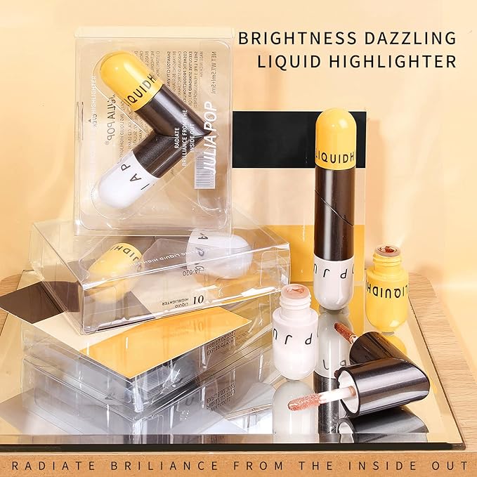 AKARY Liquid Highlighter Makeup for Face Body, Contour Warm Brown)