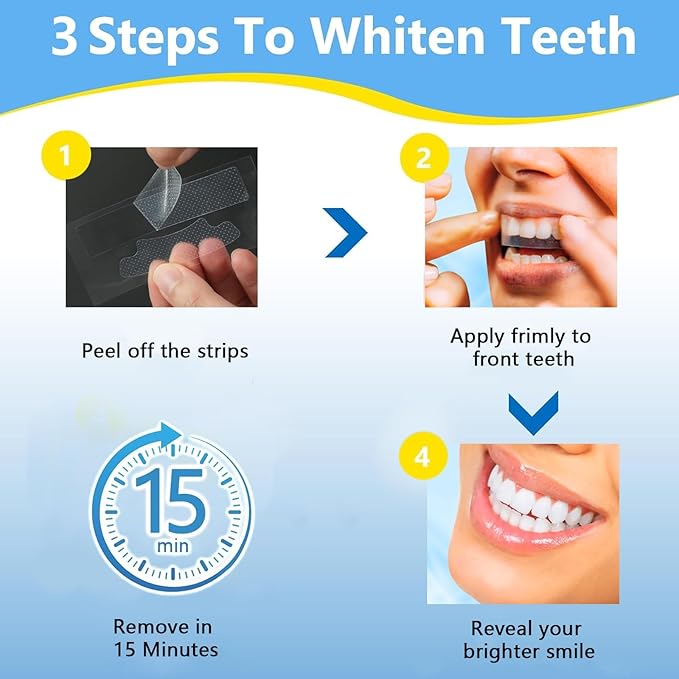 Teeth Whitening Strips for Sensitive, Enamel Safe Non-Slip Dry Strip Technology for Whiter Teeth,28 Strips Whitener Safe Whitestrip, Deep Stains Removal Tooth Whitening (One Size, Pineapple)