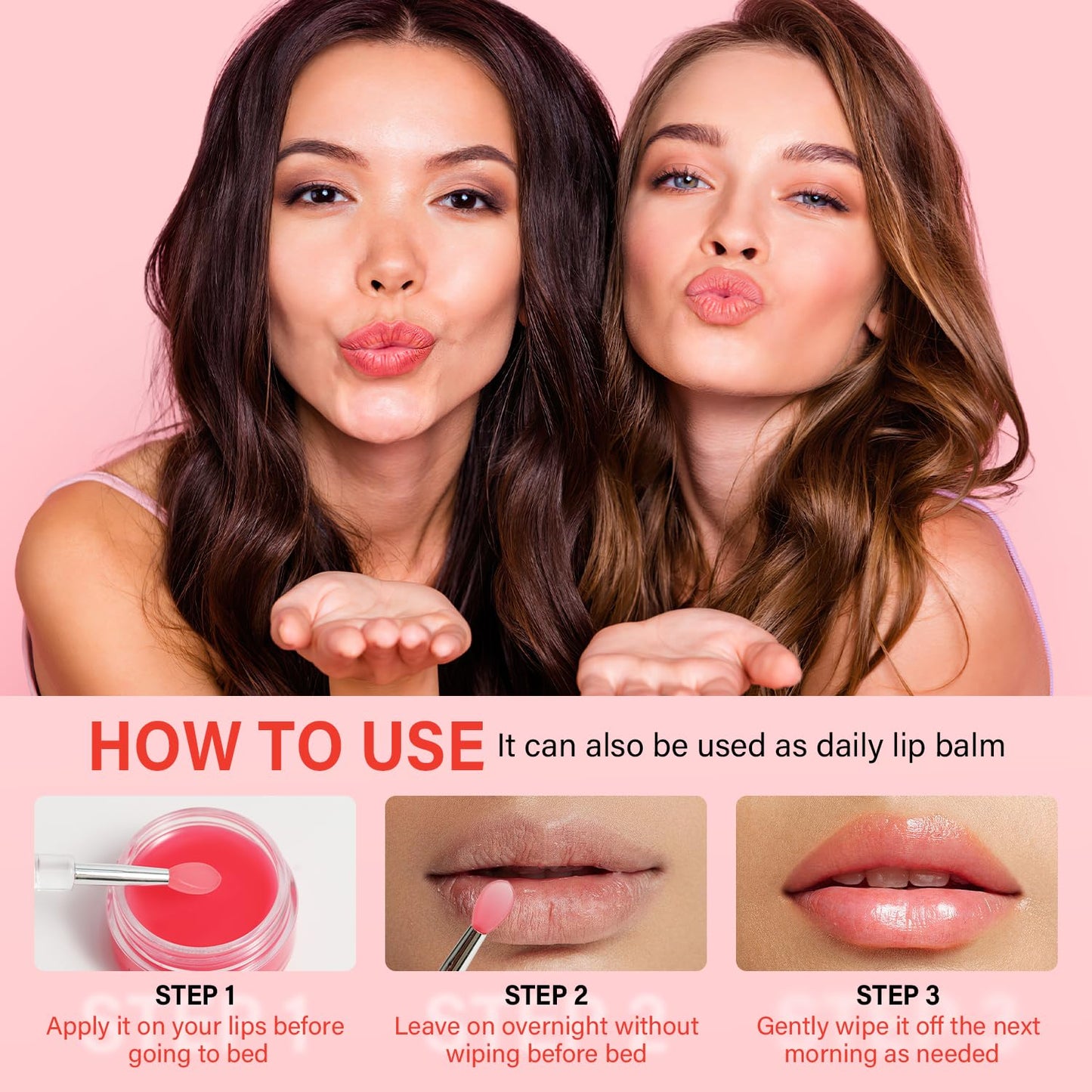 Lip Mask Set 4 Pcs, Overnight Lip Sleeping Mask with Shea Butter, Hyaluronic Acid & Vitamin C Nourishes Hydrates Dry, Flaky Lips, Moisturizing Lip Repair Balm & Butter, Lip Care Gift for Women