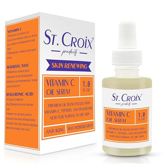 Vitamin C Face Oil Serum – 5% Oil-Soluble Vitamin C (THD Ascorbate) & Peptide Complex (Matrixyl 3000) – Hydrating with Squalane, Rosehip & Pomegranate – For Dry or Mature Skin– 1 fl oz