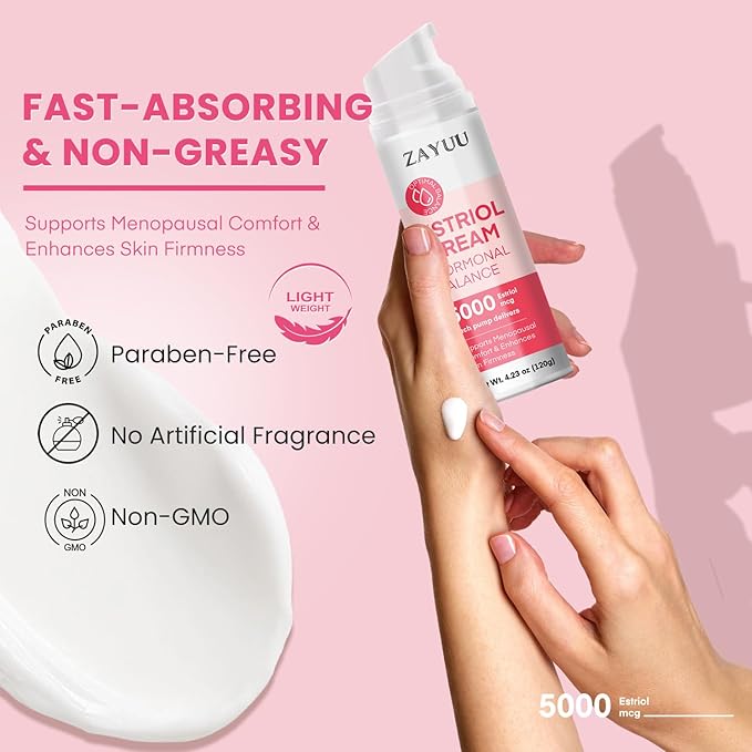 Estriol Face Cream for Women: Hydrating Botanical Formula with Wild Yam for Skin Wellness & Daily Comfort – 3-Month Supply (4.23 oz)