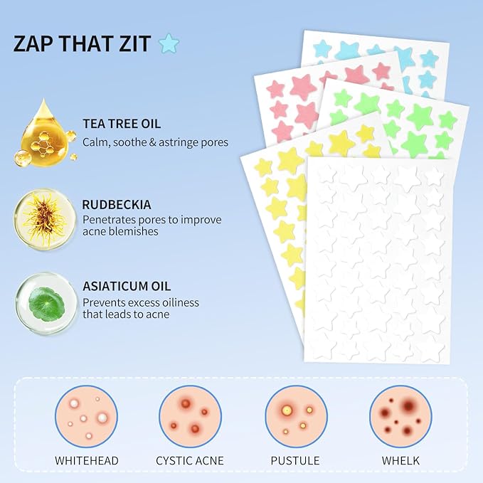 Pimple Patches for Face, Colorful Hydrocolloid Acne Patches for Covering Zits and Blemishes, 3 Sizes of Ultra-Thin Spot Patch for All Skin Types（200 Counts）