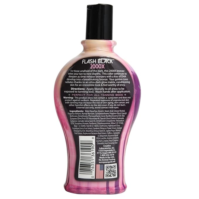 European Gold Flash Black 2000x, 12 oz & Ed Hardy Ink Moisturizer, 18.25 oz, Bronze