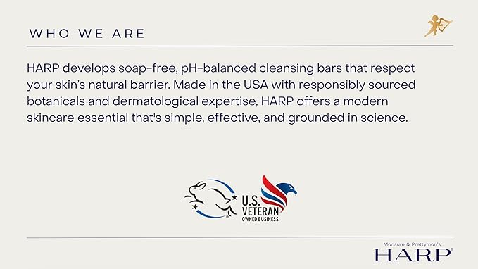 HARP pH-Balanced (5.0-6.0) Body Wash Bar - Exceptionally Gentle For Dry or Sensitive Skin + Shea Butter + Borage Oil | Non-Comedogenic | Soap-Free, Lye-Free. FRESH SPORT FRAGRANCE