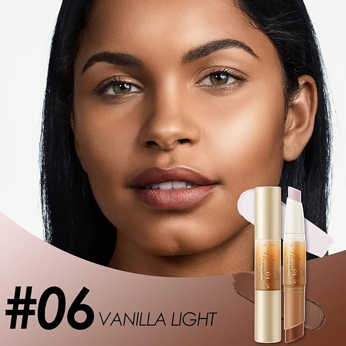 FOCALLURE 2 in 1 Cream Bronzer and Highlighter Pen,VANILLA LIGHT