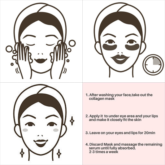 40 Pairs 24K Gold Eye Masks & Lip Masks, Crystal Collagen Under Eye Patches for Puffy Eye, Moisturizing Skin Care Lip Eyes Patches for Dark Circles, Wrinkles and Fine Lines (gold and peach red)