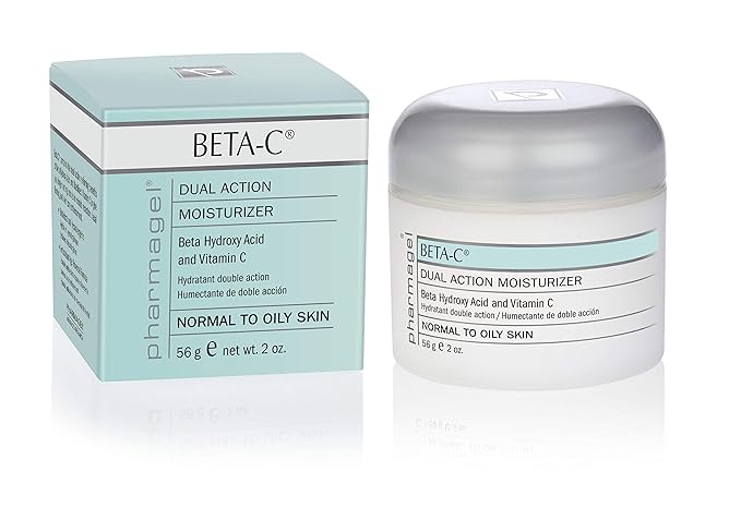 Pharmagel Beta-C Dual Action Moisturizer Normal to Oily Skin | Brightening and Smoothing Face Moisturizer | Pore Minimizer & Rejuvenation - 2 oz.