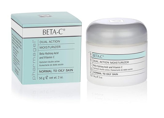 Pharmagel Beta-C Dual Action Moisturizer Normal to Oily Skin | Brightening and Smoothing Face Moisturizer | Pore Minimizer & Rejuvenation - 2 oz.