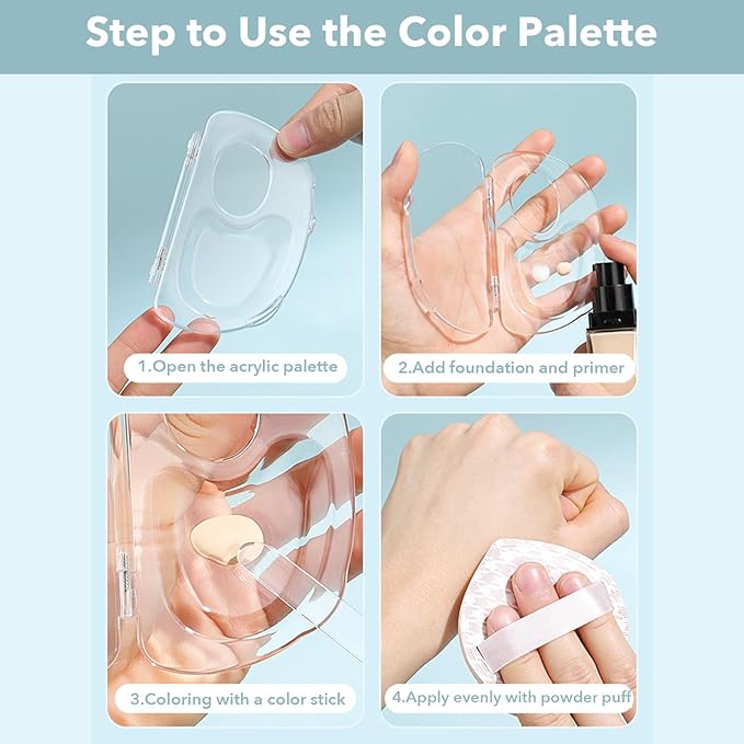 Acrylic Cosmetic Makeup Palette,2 in 1 Makeup Mixing