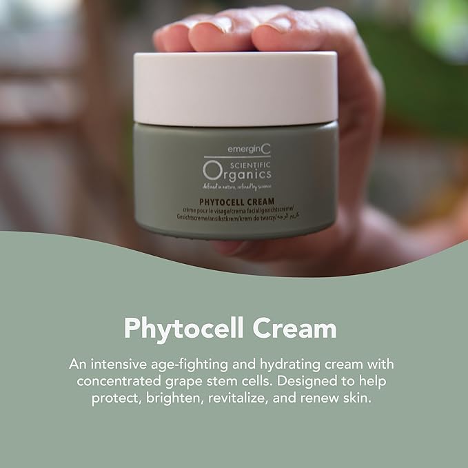 emerginC Scientific Organics Phytocell Anti-Aging Cream - Facial Moisturizer with Plant Stem Cells for Radiant Complexion and Skin Protection (1.7 oz, 50 ml)