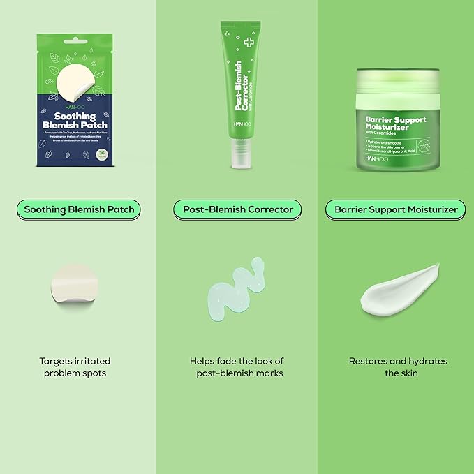 Hanhoo Soothing Blemish Patch with Aloe, Madecassic Acid, and Tea Tree Extract | Hydrocolloid Spot Treatment | Calms Pre-stage, Irritated, and Popped Blemishes 216 count