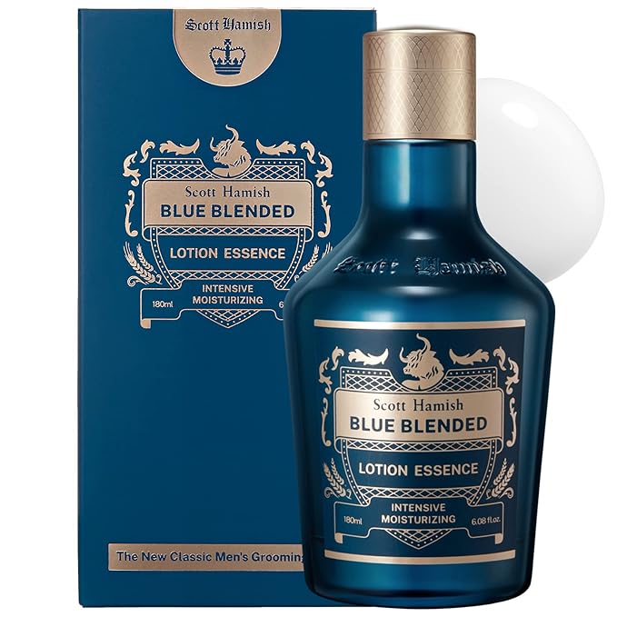 Scott Hamish Blue Blended Lotion Essence – Men Anti Aging Face Moisturizer with Hyaluronic Acid & Amino Acid – Anti Wrinkle Face Emulsion to Restore Vitality & Firmness, 6.09 fl.oz.