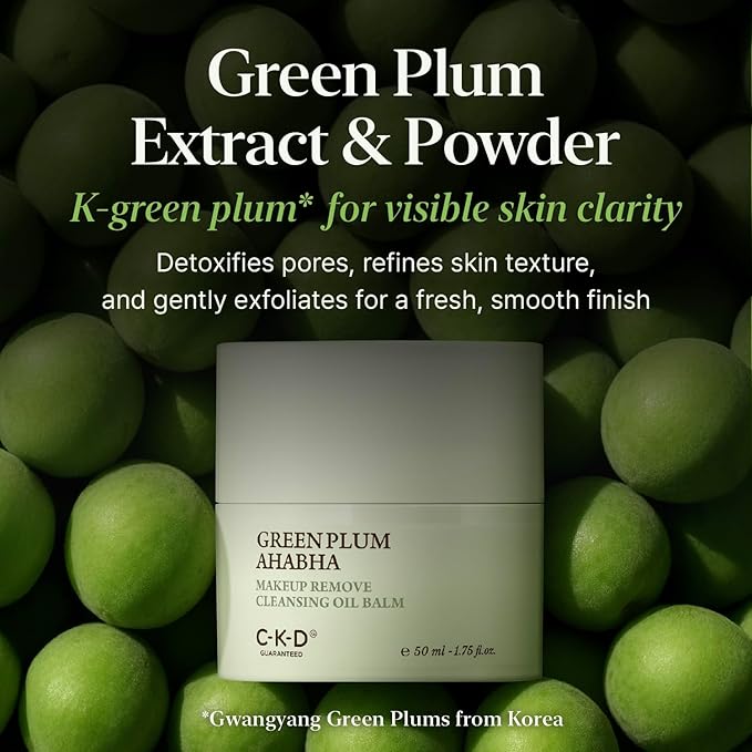 CKD Green Plum AHA·BHA Grinding Cleansing Oil Balm - Sherbet Balm Cleanser for Makeup, Sebum & Blackhead Removal. Exfoliating with 4-Acid Complex for All types of Skin. Korean Skincare.1.75 fl oz