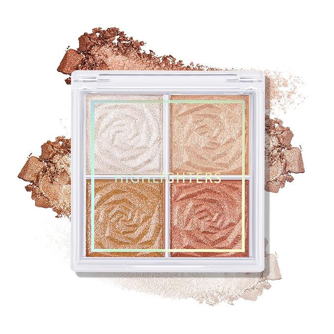 Boobeen Blush and Highlighter Palette- 4-color Metallic Shimmer