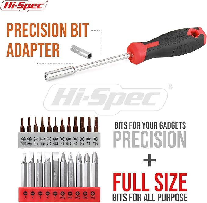 Hi-Spec 58pc Red 8V USB Electric Power Cordless Drill Driver and Home DIY Tool Kit Set. Screw Driver and Drill Bit Set Accessories, Pliers and Hammer In a Toolbox Case