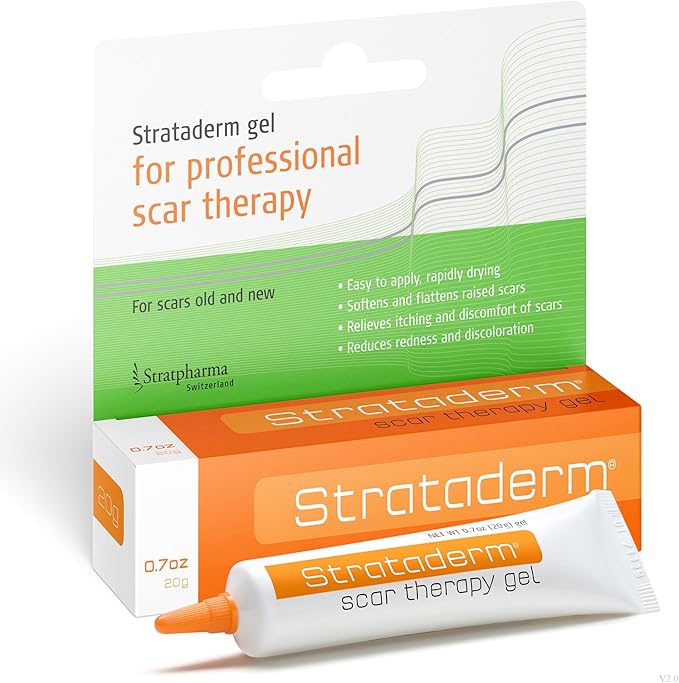 Strataderm Professional Scar Therapy Gel | Old and New Scars from General Surgery, Trauma, Wounds, Burns, Bites, Acne & Skin Disease | Reduces Redness, Discoloration, Discomfort & Itch | 20g (0.7oz)