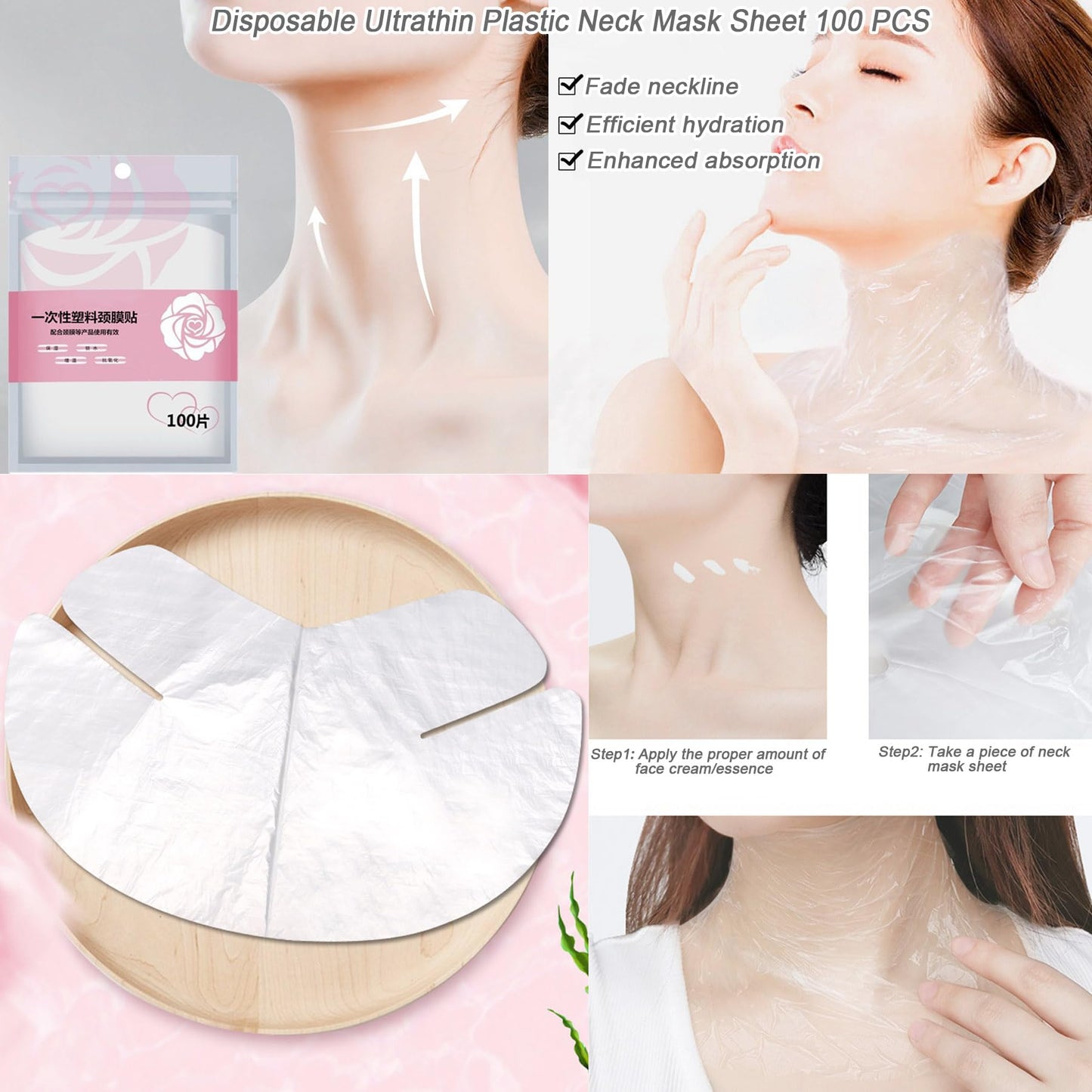 GELMAY 500PCS Face Neck Eye Nose Lip Disposable Plastic Mask Sheet, Ultra-Thin Transparent Facial Masks Skincare Paper Film DIY Spa Wrapped Moisturizing Patch Prevent Evaporation