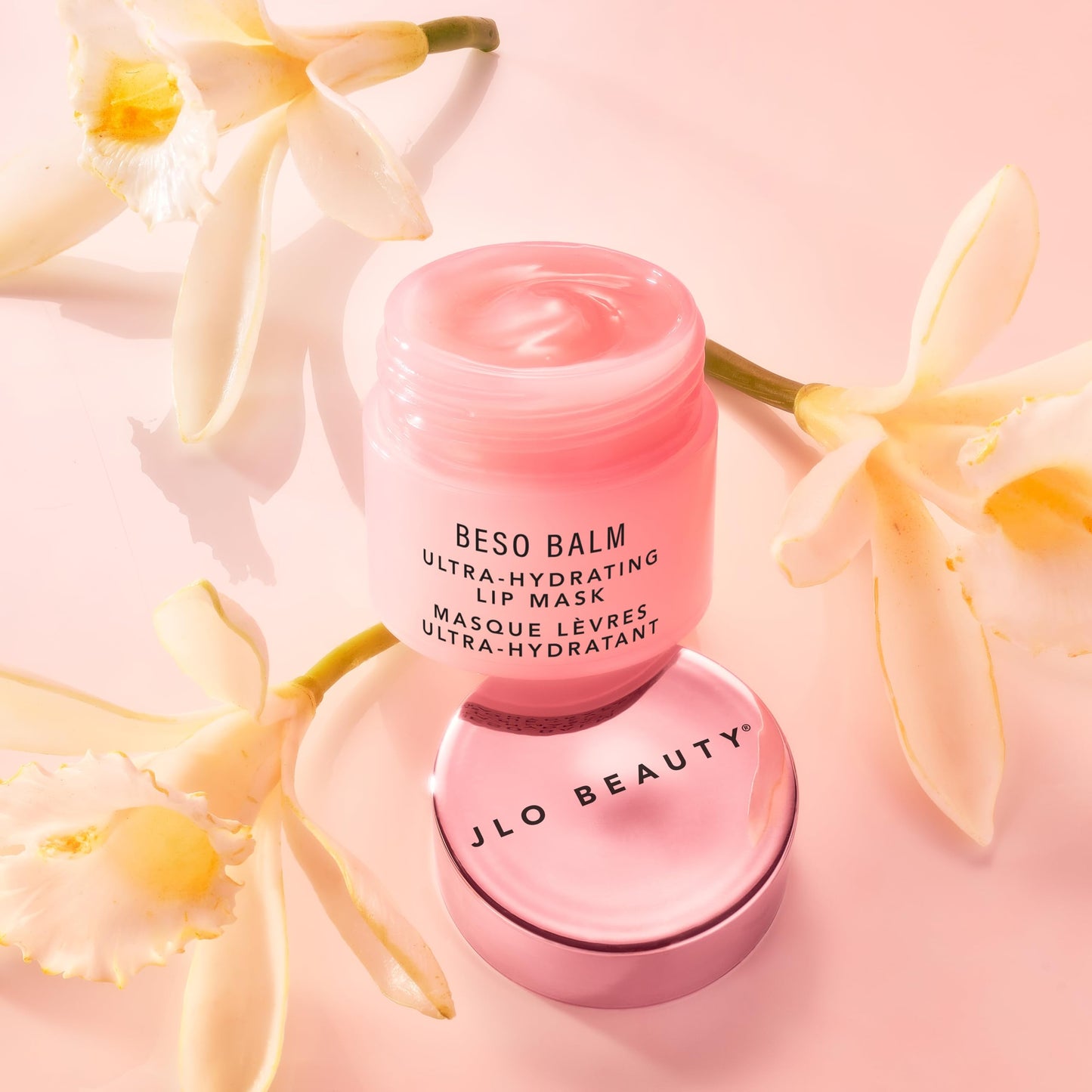 JLO BEAUTY Beso Balm Lip Mask, Vanilla Scented, Ultra Hydrating Lip Gloss Finish, Helps Visibly Plump, Smooth & Soften, Daytime or Overnight Sleeping Mask to Moisturize Flaky, Dry Lips, 3 Pack