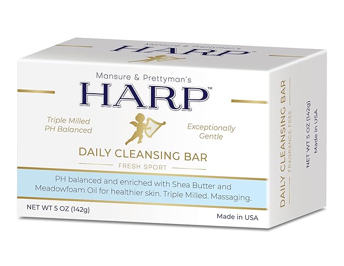 HARP pH-Balanced (5.0-6.0) Body Wash Bar - Exceptionally Gentle For Dry or Sensitive Skin + Shea Butter + Borage oil | Non-Comedogenic | Soap-Free, Lye-Free. FRESH SPORT FRAGRANCE