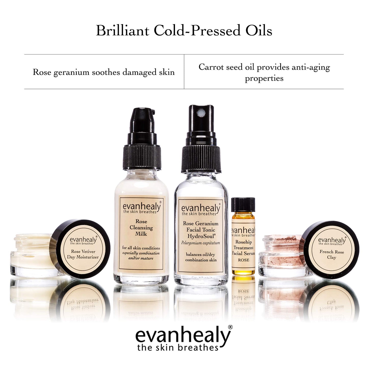 evanhealy Balancing Ritual | Rose Skin Care Set | 5 Piece Travel Face Care Kit for Combination Skin | Skincare Kit with Facial Mask & Gentle Skin Cleanser | Harmonize Oil Imbalance