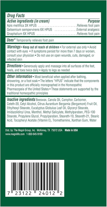 MagniLife DB Pain Relieving Foot Cream, Calming Relief for Burning, Tingling, Shooting & Stabbing Foot Pain, Moisturizing Foot Cream Suitable for Diabetic and Sensitive Skin - 2 Packs of 4 oz Jars