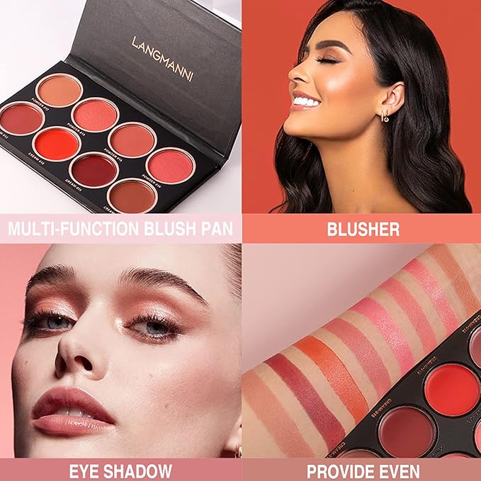 8 Colors Blush Palette, Matte Light Luxury Blush Makeup Blush