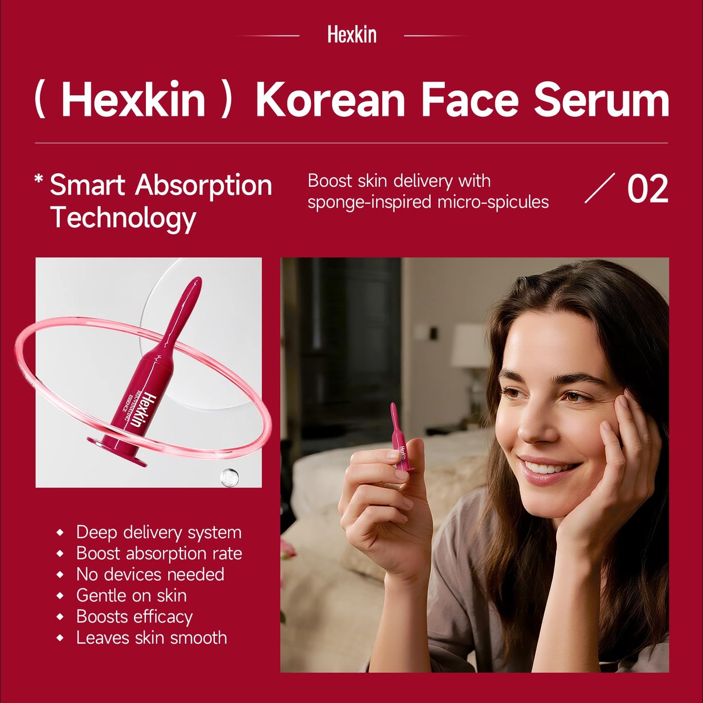 Hexkin Rejuvenating Face Serum Ampoule Set,Daily Essence with Hyaluronic Acid & Antioxidants | Korean Skincare for Hydrating, Firming, and Radiance Boost (5 x 2ml)