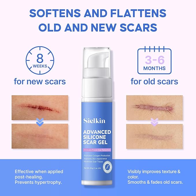 Advanced Silicone Scar Removal Cream - Medical Grade Surgical Scars Gel for Face & Body - New & Old Scars Treatment for Acne, Burns & Surgery, Kids Over 6 Months, 1 oz